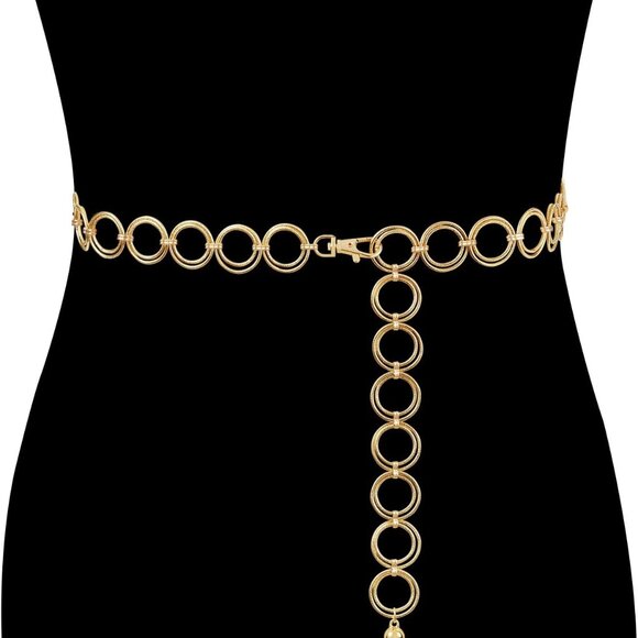 O-Ring Metal Waist Chain Belt Women Fashion Adjustable Body Link Belts for Jeans - Picture 1 of 7